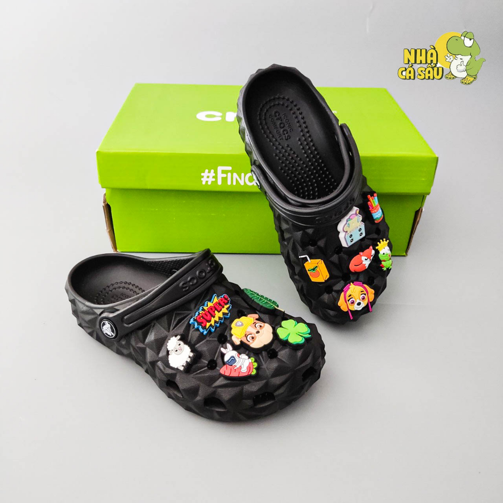 Dép cross classic trẻ em sầu riêng chính hãng tặng kèm jibbitz, dép sục cross kim cương bé trai bé gái - Nhà Cá Sấu