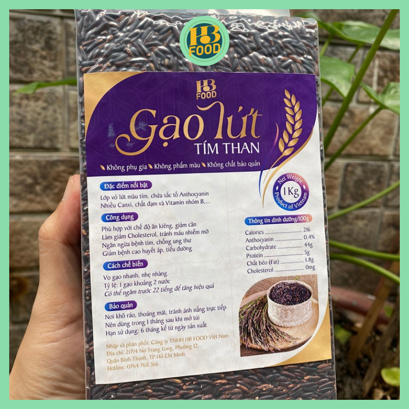 Gạo lứt Tím Than ST HBFOOD dẻo mềm, ăn kiêng, thực dưỡng túi chân không