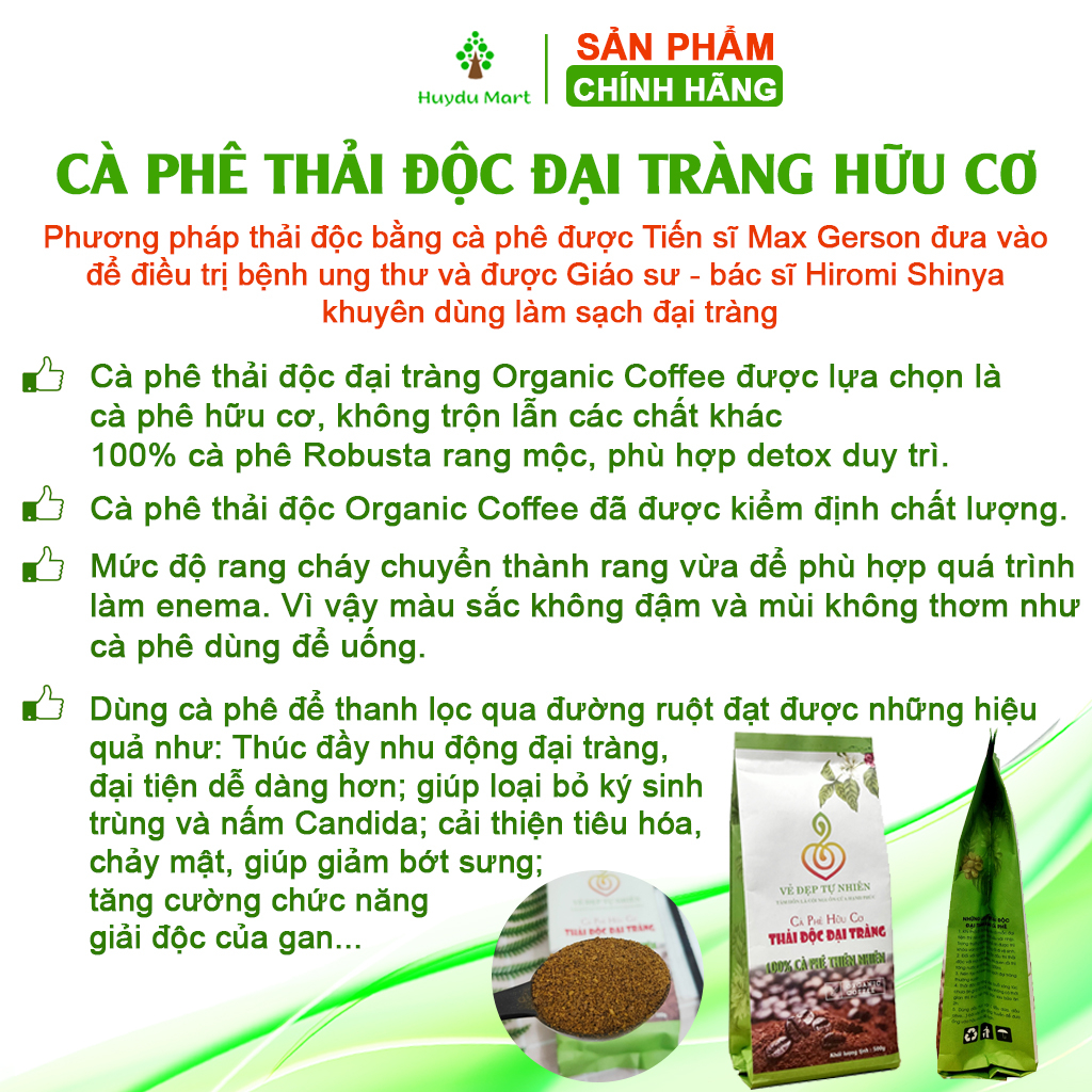 Cà phê thải độc đại tràng enema dạng bột; 100% cà phê hữu cơ  - Enema Coffee, detox