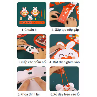 Lồng đèn trung thu Thỏ hoạt hình đáng yêu đã lắp ráp (nhiều mẫu) có kèm đèn và tay cầm