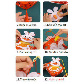 Lồng đèn trung thu Thỏ hoạt hình đáng yêu đã lắp ráp (nhiều mẫu) có kèm đèn và tay cầm