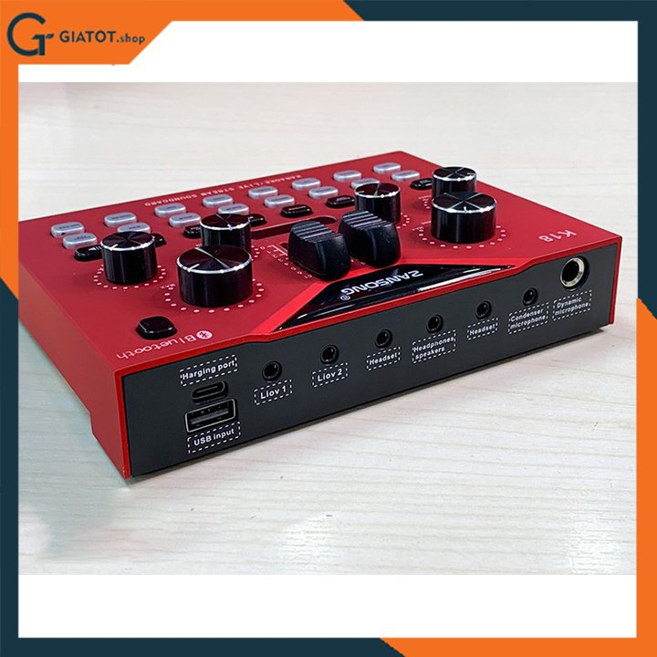 Mixer kiêm sound card ZANSONG K18 kèm 2 mic không dây có auto turn