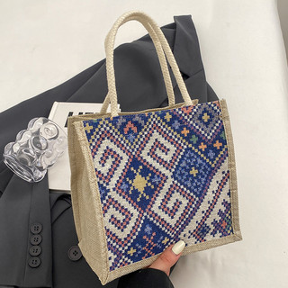 Túi Tote mini đựng đồ đi học đi làm họa tiết thổ cẩm kích thước 19.5x20.5 cm mã VAT0481