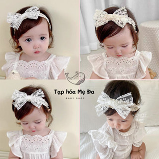 Băng đô/turban cài tóc vải ren đính nơ cho bé phong cách tiểu thư công chúa mẫu vintage cổ điển