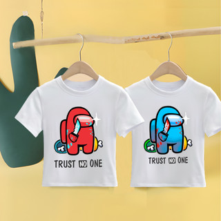 Áo Among Us Màu Trắng Hình Xanh Và Đỏ Dành Cho Bé