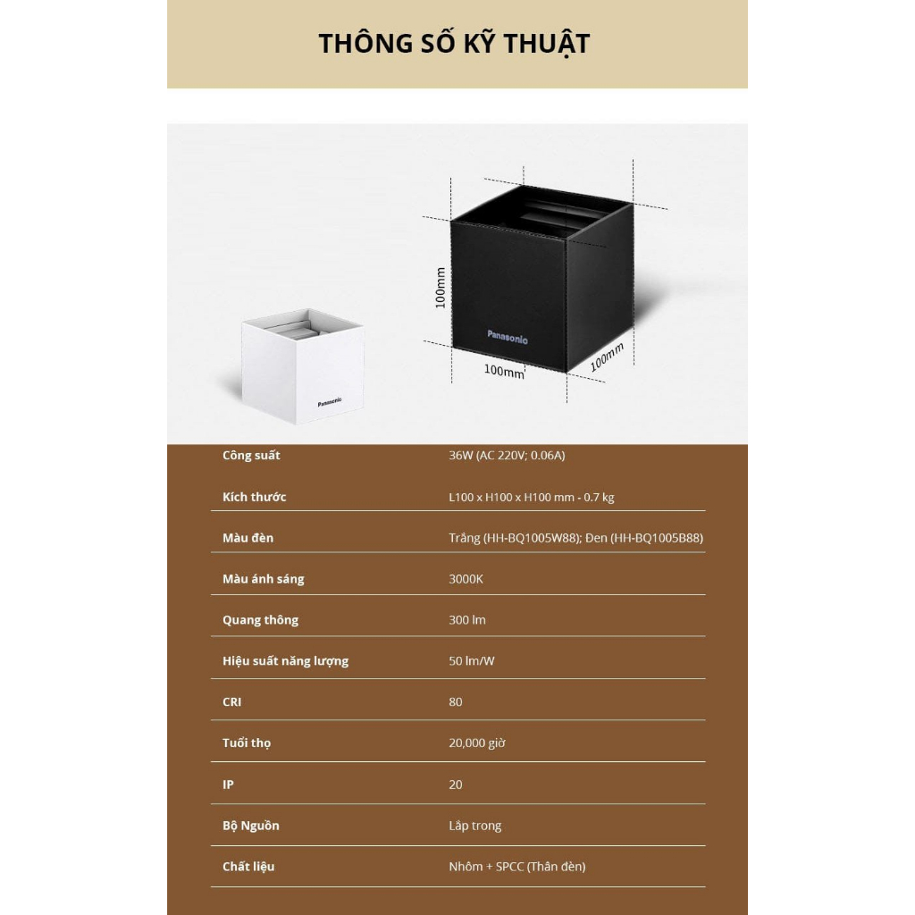 Đèn gắn tường Panasonic HHBQ1005B88, Ánh sáng vàng 3000K, trang trí, thắp sáng lối đi cầu thang, hành lang
