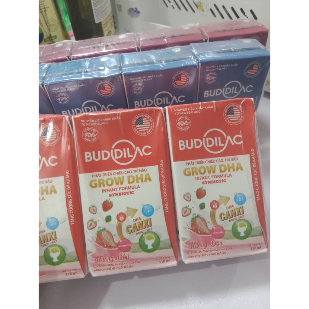 Sữa công thức pha sẵn Buddilac Grow DHA - Thùng 48 hộp