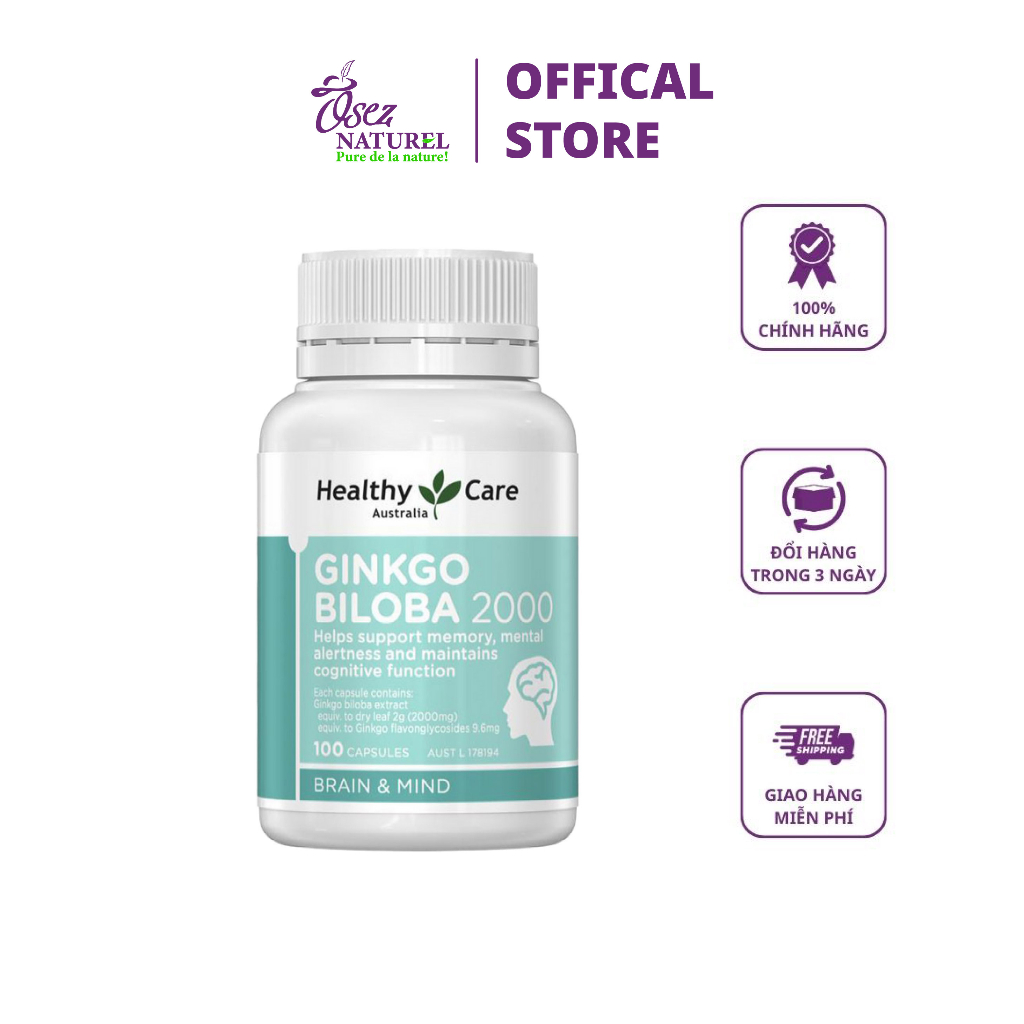 VIÊN UỐNG BỔ NÃO HEALTHY CARE GINKGO BILOBA 2000MG