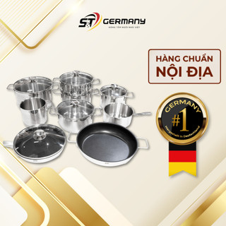Bộ nồi silit pisa 10 món nội địa đức bộ nồi thép không gỉ 3 lớp sáng bóng germanysnt hcm 70026