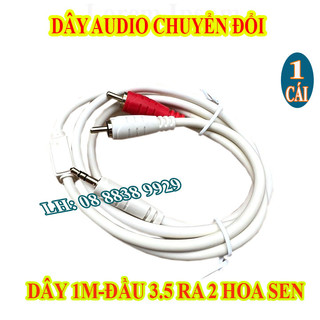 1 dây cáp kết nối audio, 1 đầu 3.5 ra 2 đầu hoa sen dài 1m, hàng nhâp khẩu - giá 1 dây