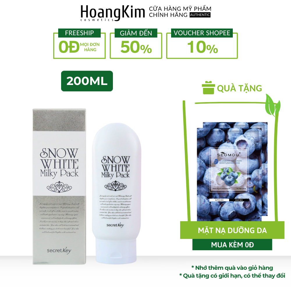 Kem ủ trắng body Secret Key Snow White Milky Pack 200ml