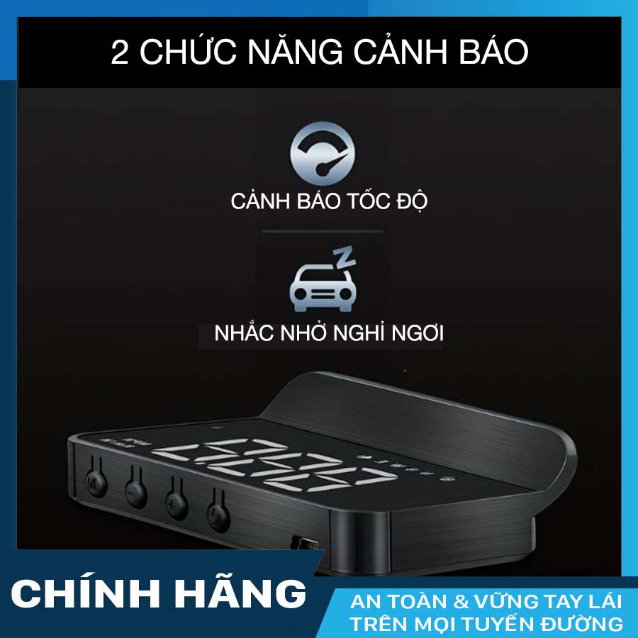BỘ HIỂN THỊ TỐC ĐỘ HUD A100G dùng GPS sạc cổng USB dành cho mọi loại xe hơi New 2024