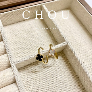 Nhẫn Titan Không Đen Gỉ Cỏ 4 Lá | CHOU ACCESSORIES |