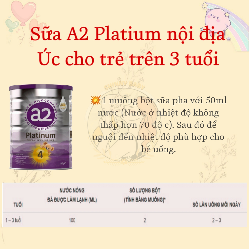Date T4/25 Sữa A2 Platinum số 1,2,3,4 của Uc 900g
