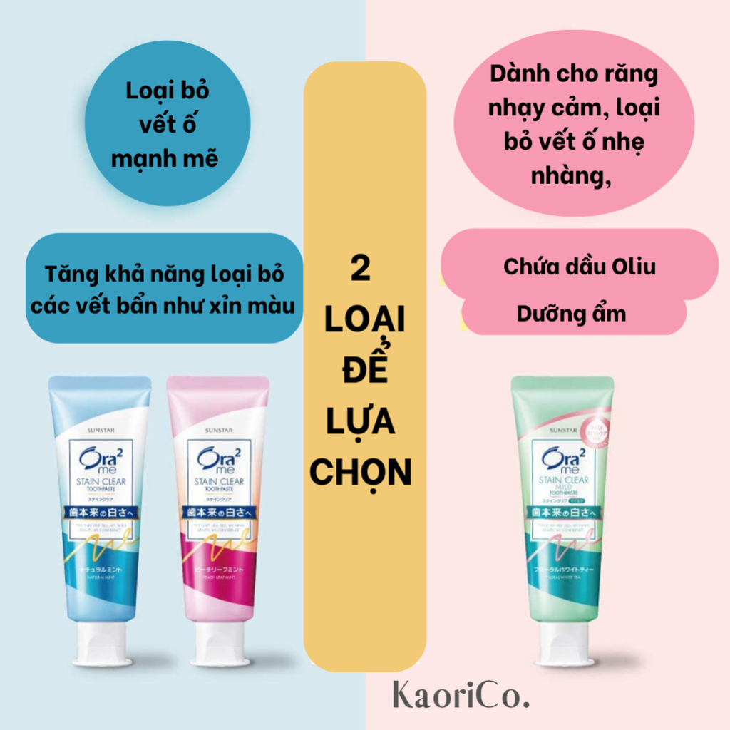 Kem đánh răng Ora2 Stain Clear Nhật Bản 130g