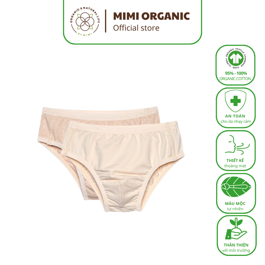 Set 2 chiếc quần lót bé trai Mimi Organic dáng tam giác  sợi bông hữu cơ thoáng mát