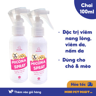 VEMEDIM MICONA SPRAY 100ml Phun Xịt Loại Bỏ Viêm Nang Lông, Viêm Da, Nấm Da Trên Chó Mèo - Mini Pet Mart
