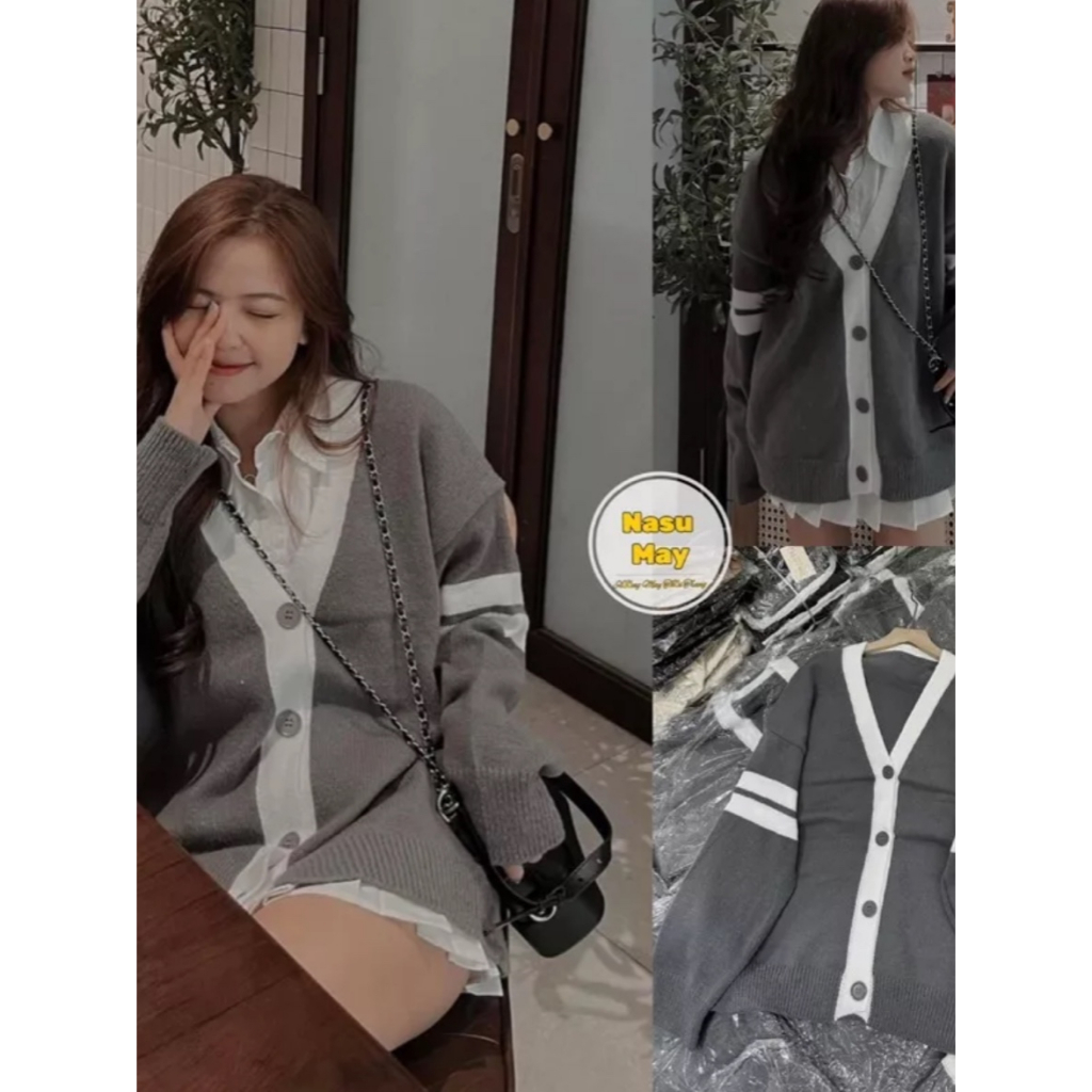 Áo len cardigan phối viền cổ Sammy Housee Cadiganphoivien102_P5K9.10