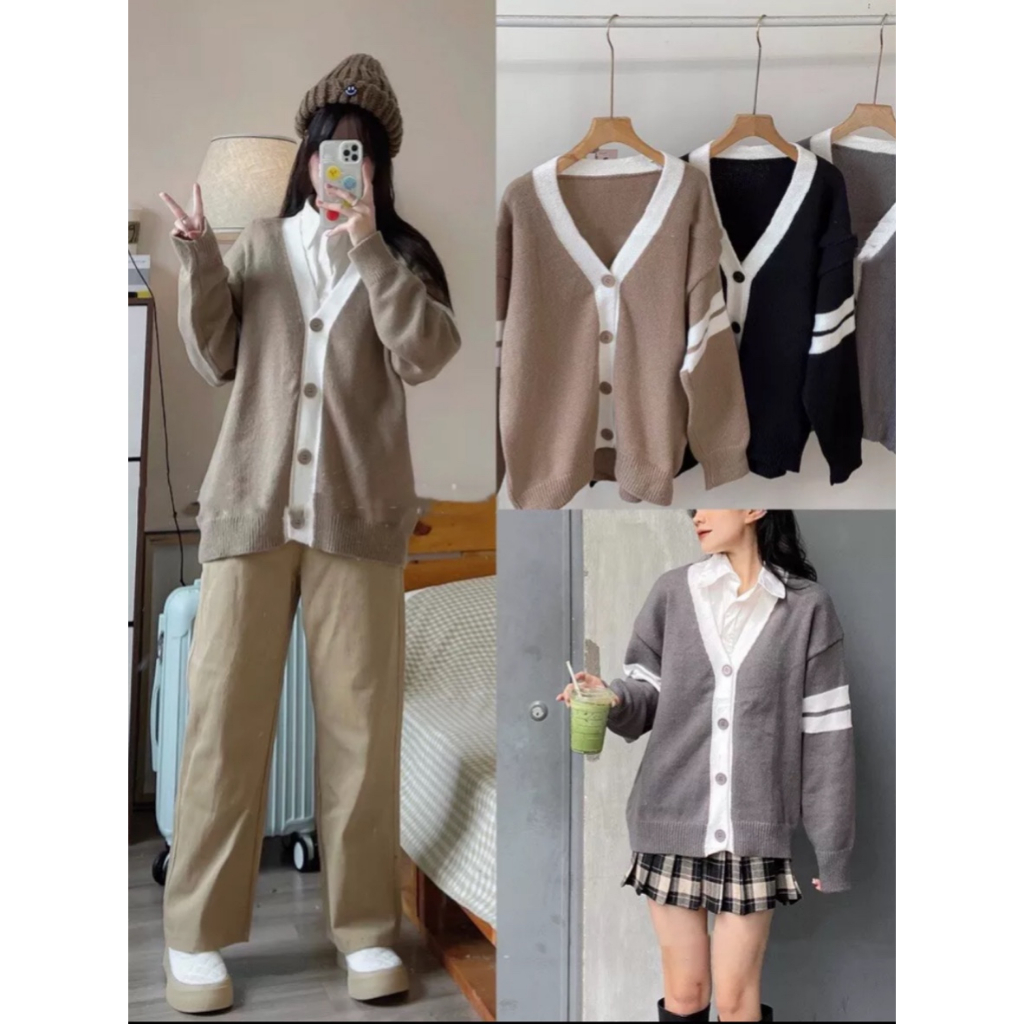 Áo len cardigan phối viền cổ Sammy Housee Cadiganphoivien102_P5K9.10