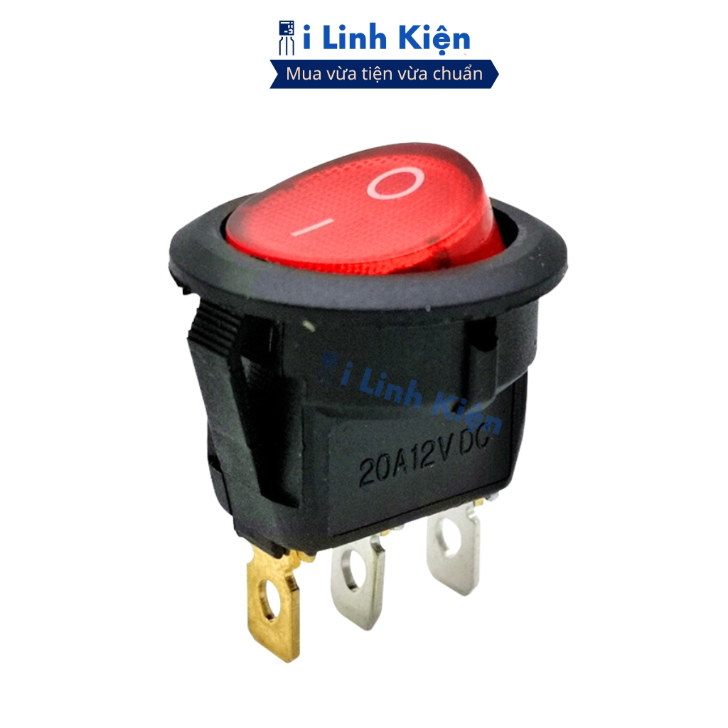 Công tắc bập bênh tròn 3 chân 250V 6A KCD2 23mm có đèn chính hãng ilinhkien.