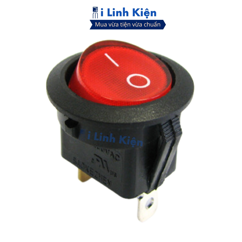 Công tắc bập bênh tròn 3 chân 250V 6A KCD2 23mm có đèn chính hãng ilinhkien.