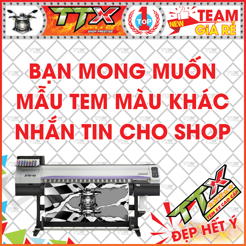 Tem Rời Winner V1 RS150 Mẫu 2023 Màu Đen Hồng Trắng Xám 3 Lớp In 100% Công Nghệ Nhật Không Bay Màu - Mã