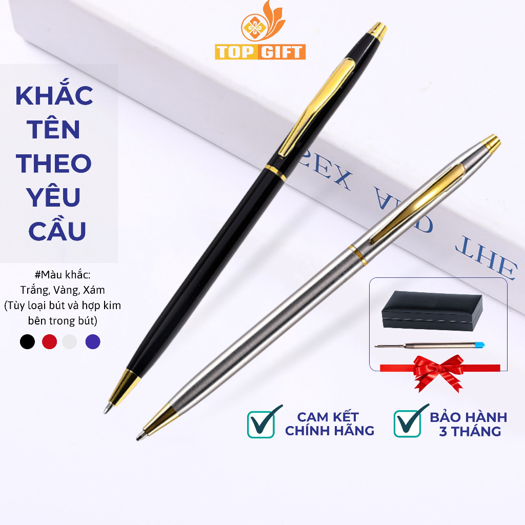 Bút ký khắc tên TopGifts XN015 dạng xoay nhỏ ngòi 0.7mm gọn sang trọng