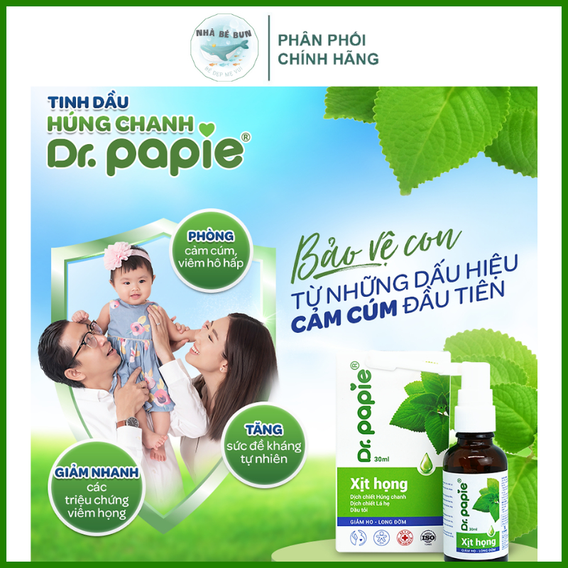 Xịt Họng Dr.Papie Húng Chanh Hỗ Trợ Tăng Sức Đề Kháng Đường Hô Hấp 30ml