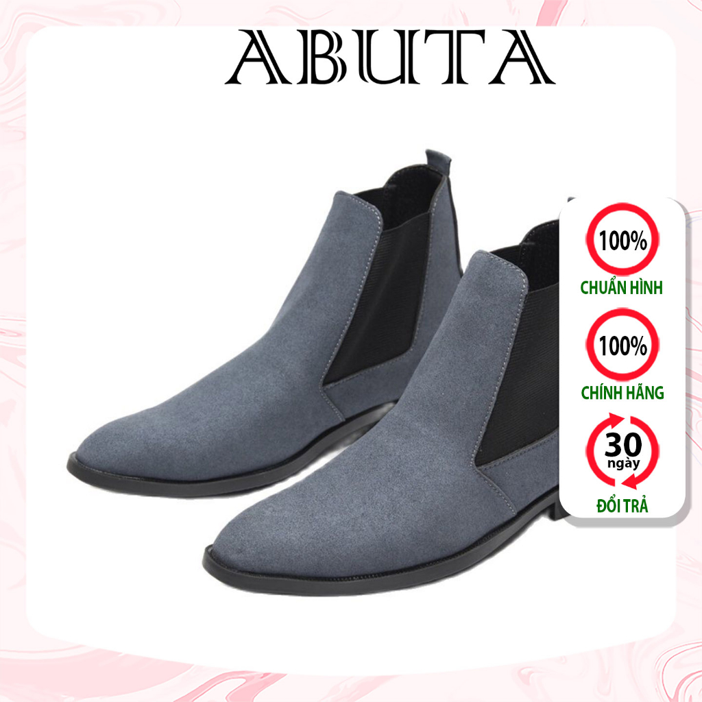 Giày chelsea boots da lộn, cổ chun, đế khâu chắc chắn- mã cb548 xám sp18