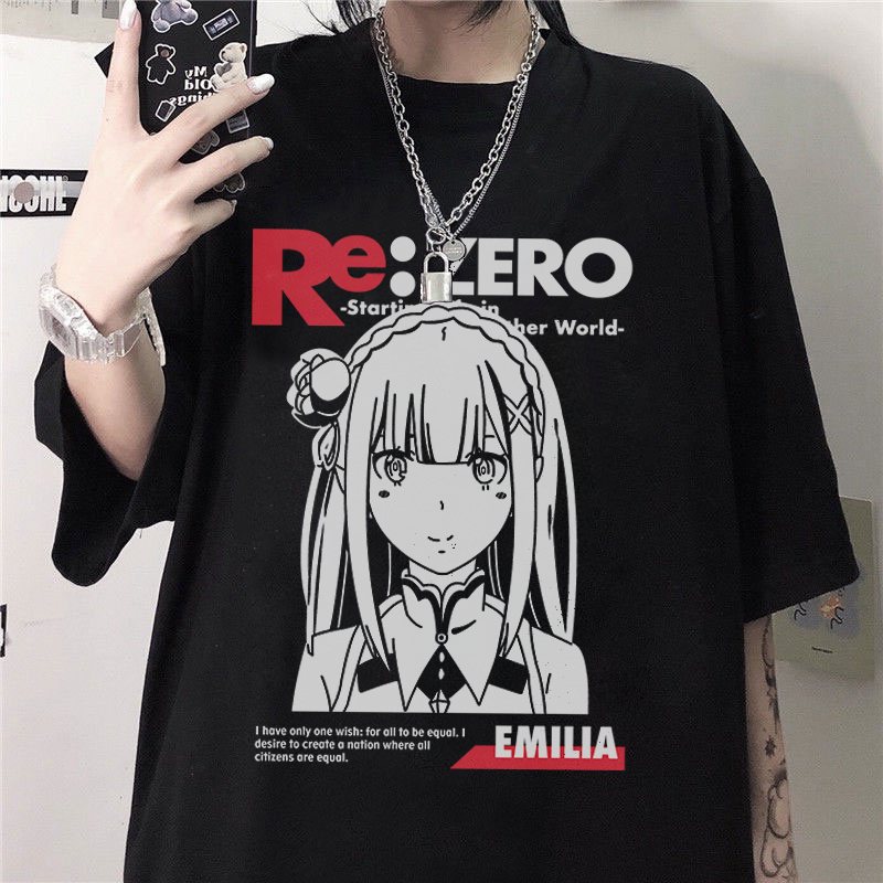 Áo thun Unisex RE:ZERO Emilia Digital Art Oversized 100% Cotton  ngắn tay