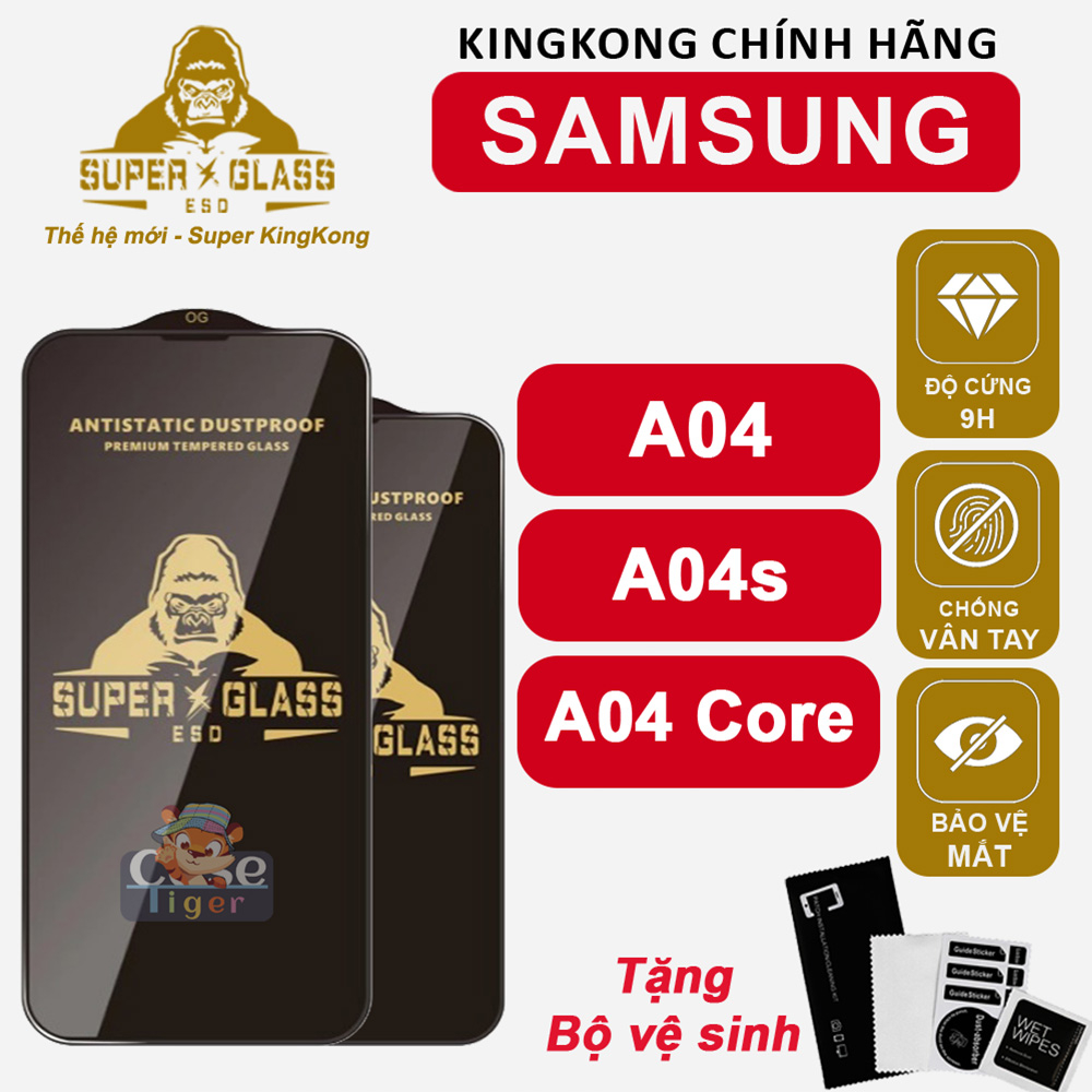 Cường lực KK Đen Samsung A04 / A04s / A04 Core full màn, Chống bám vân tay