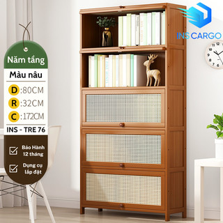 Tủ đựng sách đa năng bằng gỗ tre tự nhiên cao cấp nhiều tầng, kệ sách thiết kế đơn giản hiện đại