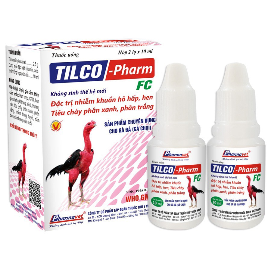 nấm diều, nấm họng, nấm phổi, hen, tiêu chảy phân xanh trắng Tilco Fc cặp sản phẩm cho gà chọi. Mã TY3