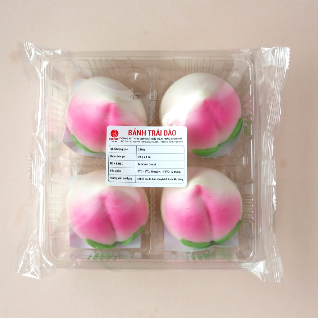 CHÍNH HÃNG Gói 4 Bánh Bao Trái Đào THỌ PHÁT FOOD 280g