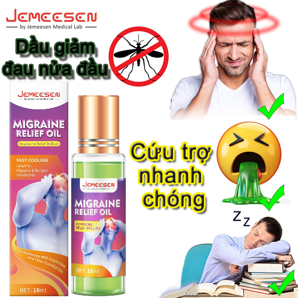 Migraine Relief Dầu giảm đau đầu lạnh Làm mới Vertigo Herbal Oil Roll On Essential xoang Căng thẳng 