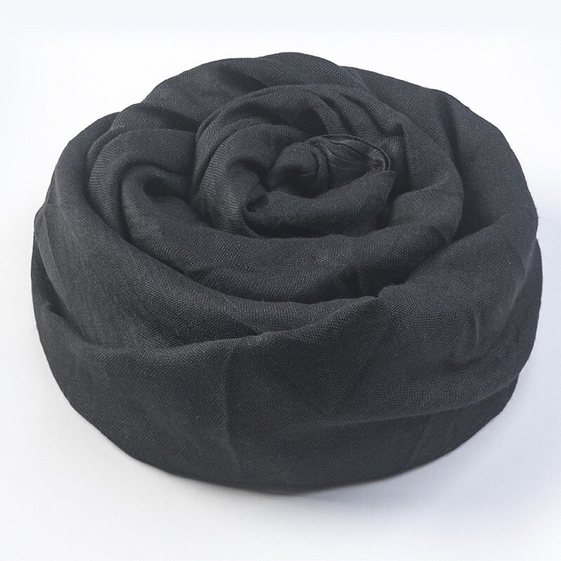 Khăn choàng khổ lớn siêu mịn mướt từ cotton và linen khoác nhẹ mùa thu mùa đông che nắng màu trơn