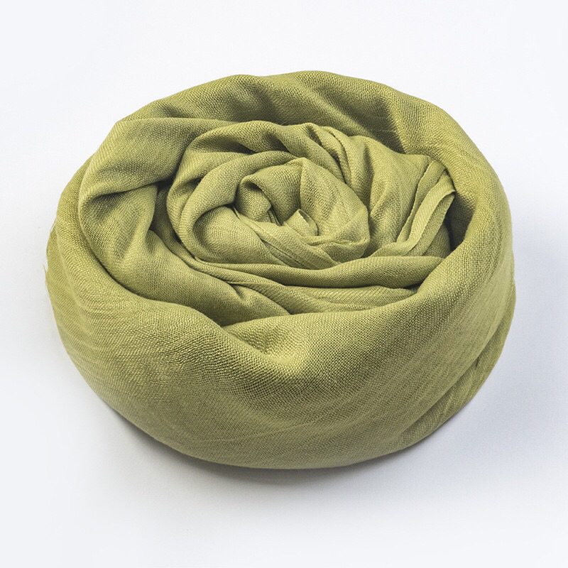 Khăn choàng khổ lớn siêu mịn mướt từ cotton và linen khoác nhẹ mùa thu mùa đông che nắng màu trơn