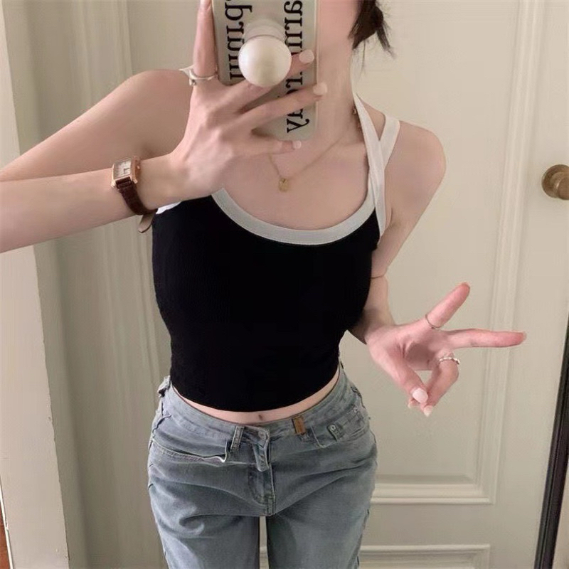 Áo 2 Dây Đan Chéo Dáng Croptop, Freesize <53kg-người mảnh mặc vừa