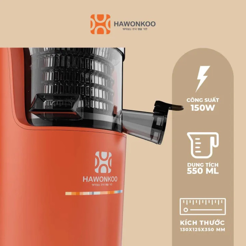 Máy ép chậm Hawonkoo SJH -001 150W 550ML Hàng chính hãng - Bảo hành 12 tháng