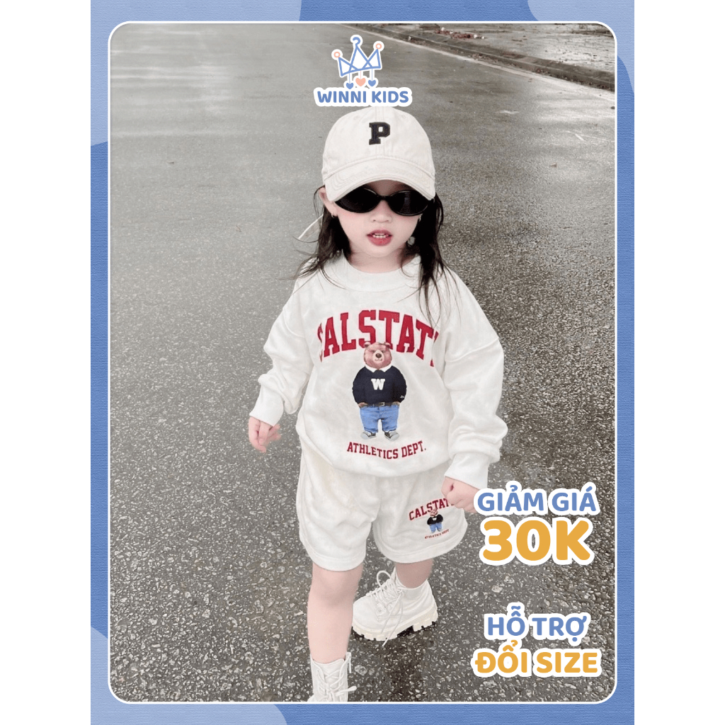 Áo nỉ cổ tròn Calstate redview cho bé , áo sweater trẻ em unisex bé trai , gái - Winni Kids