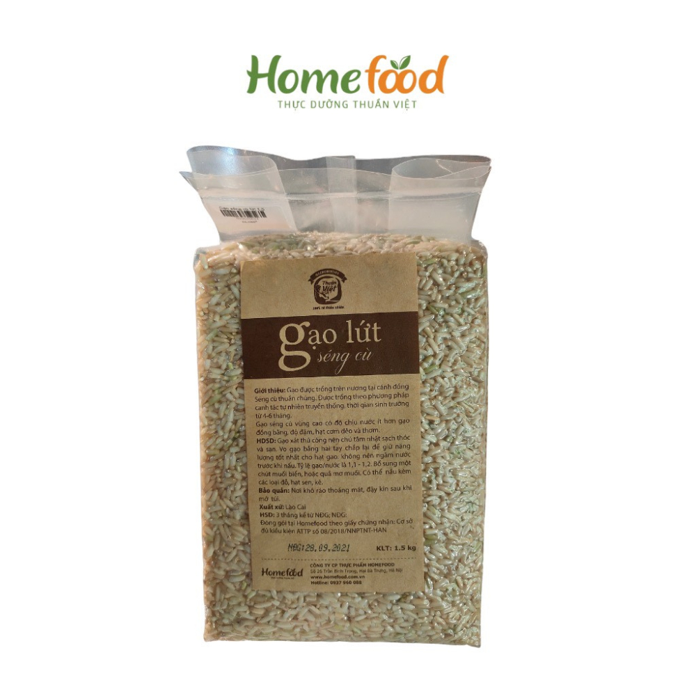 Gạo lứt séng cù 1.5kg Homefood, gạo lứt séng cù sạch