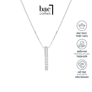 Dây Chuyền Bạc Nữ, Vòng Cổ Đính Đá Thanh Vuông Sợi Mảnh Cao Cấp Tùy Chỉnh Độ Dài 45cm Bạc 925 Không Gỉ - Bạc Corner