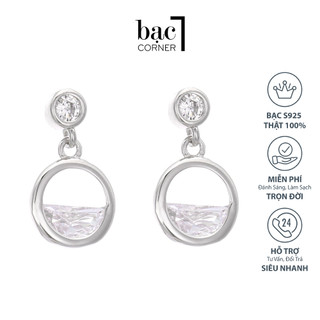 Bông Tai Bạc, Khuyên Tai Đá Tròn Cá Tính Kích Thước 10mm Chất Liệu Bạc 925 Chính Hãng Không Gỉ - Bạc Corner