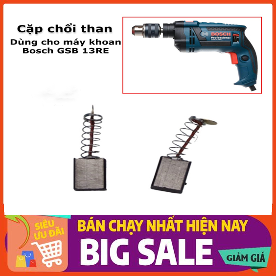 Cặp chổi than thay thế cho chổi than máy khoan Bosch GSB 13RE, khoan vali Bosch