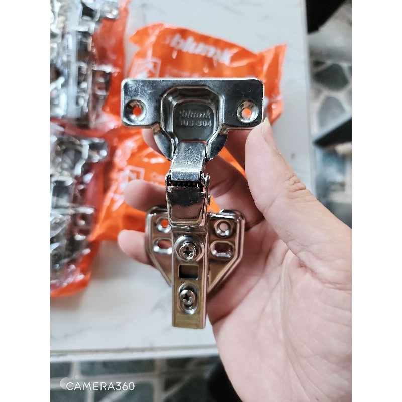 Bản lề inox 304 blumk tháo lắp nhanh, giảm chấn cho tủ - Hàng loại 1