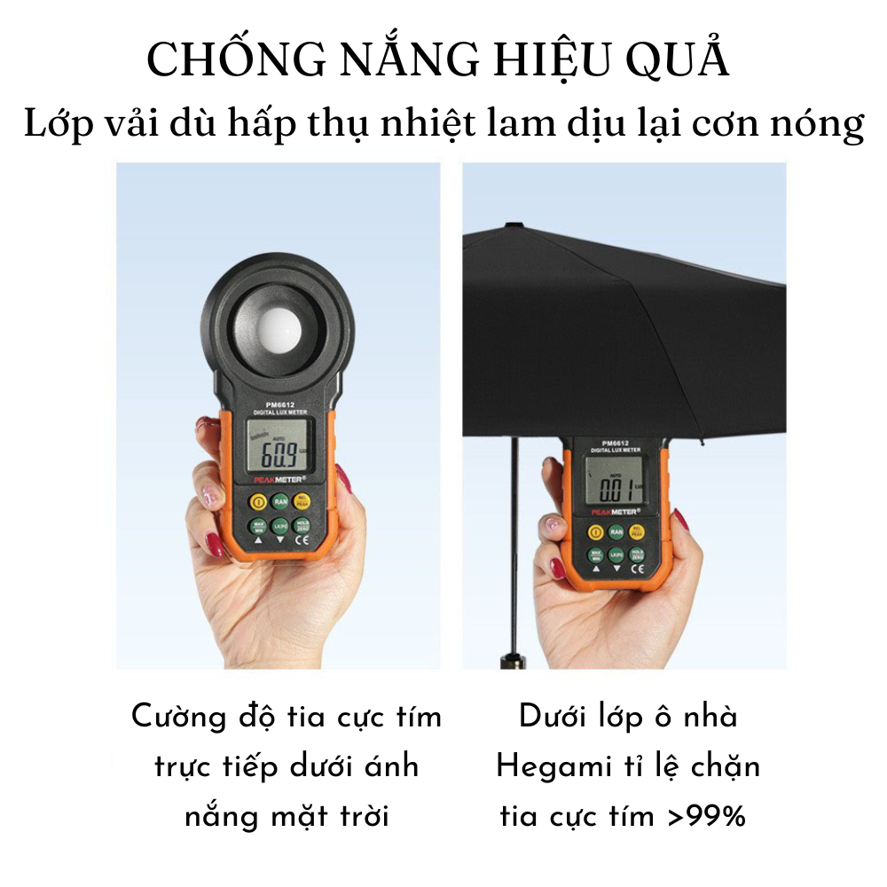 Dù Che Mưa Hegami 32 Nan Đóng Mử Tự Động Tay Cầm chắc Chắn