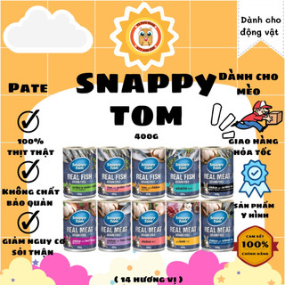 [ 14 vị]  Pate mèo trưởng thành Snappy Tom 400gr (mèo dị ứng vẫn ăn được)