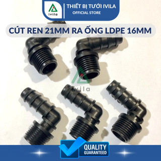 Cút ren 21mm ra ống 16mm, Góc ren 21 nối ống LDPE 16mm - Phụ Kiện LDPE lắp đặt hệ thống tưới