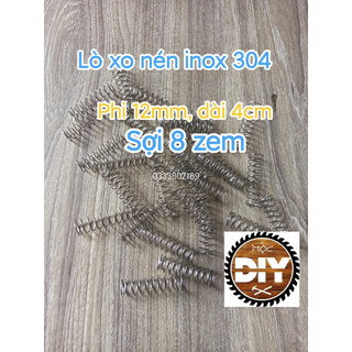 Lò xo nén inox phi 12, sợi 8zem dài 4cm