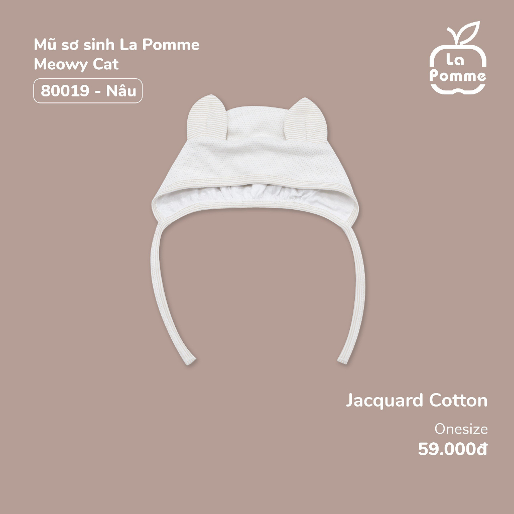 Mũ sơ sinh La Pomme Meowy Cat - Hồng nâu Ghi